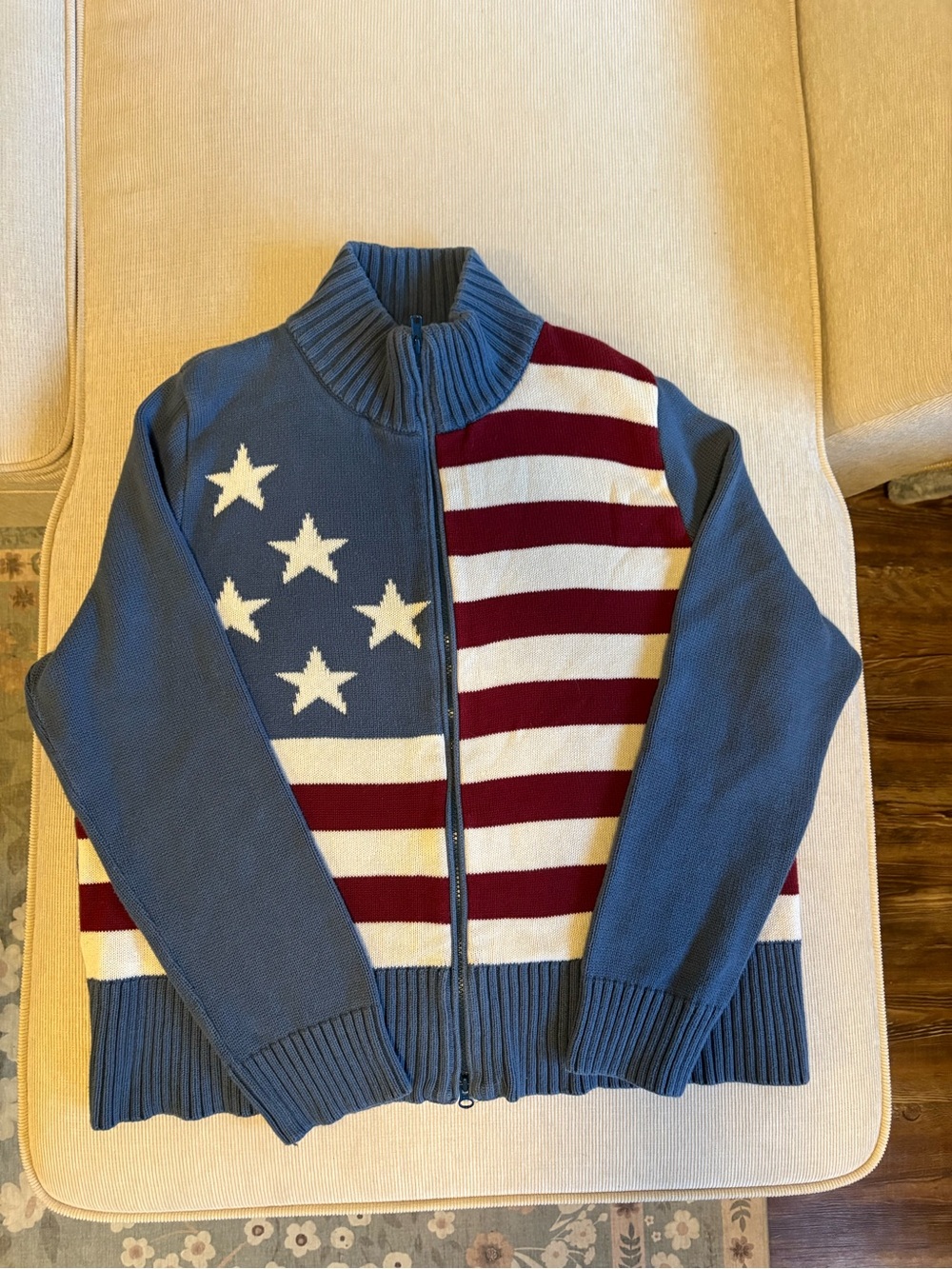 Parkhurst Zip-Up USA Flag Sweater